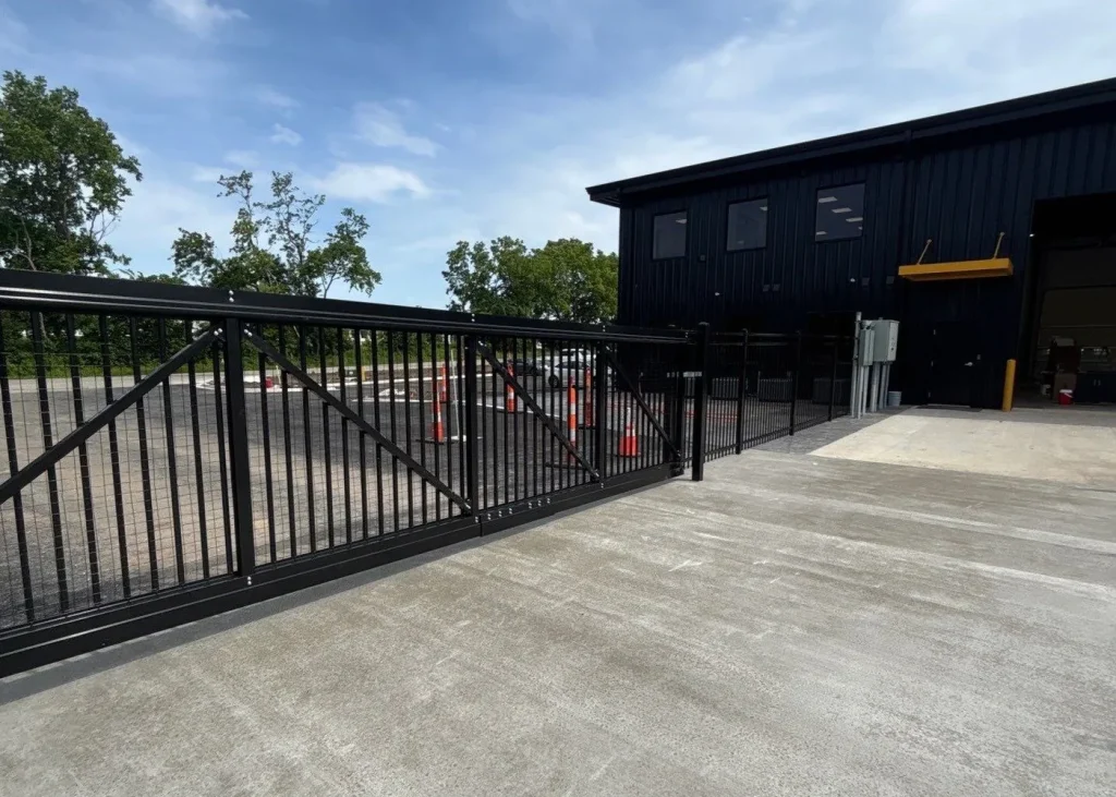 Black steel cantilever slide gate