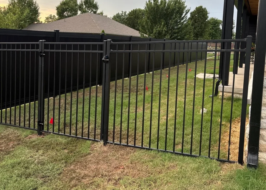 Black steel fence and gate