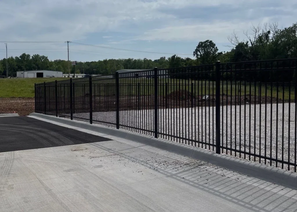 Black steel fence commercial lot