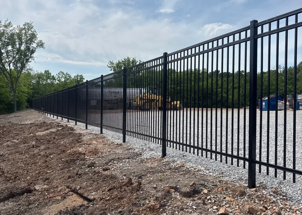 Black steel fence commercial yard