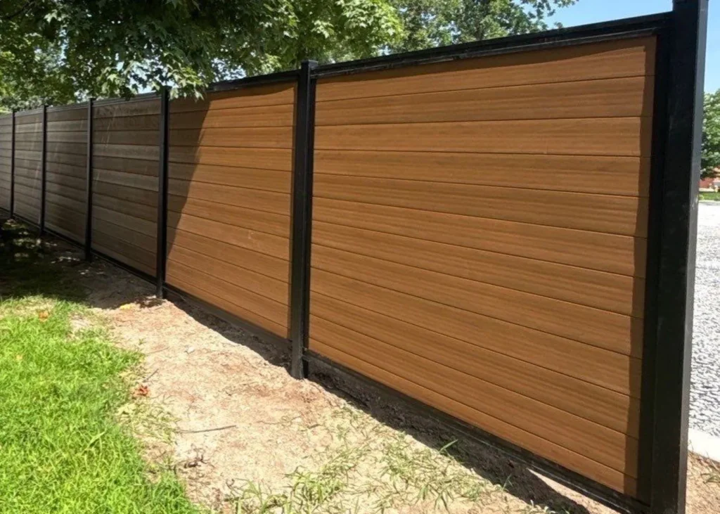 Wood grain aluminum privacy fence panels